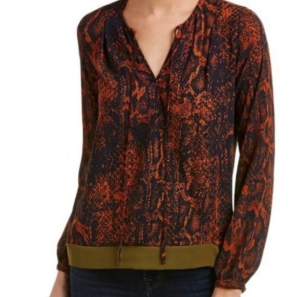CAbi 101 Python Print Border Wrap Blouse, Medium - Picture 14 of 15